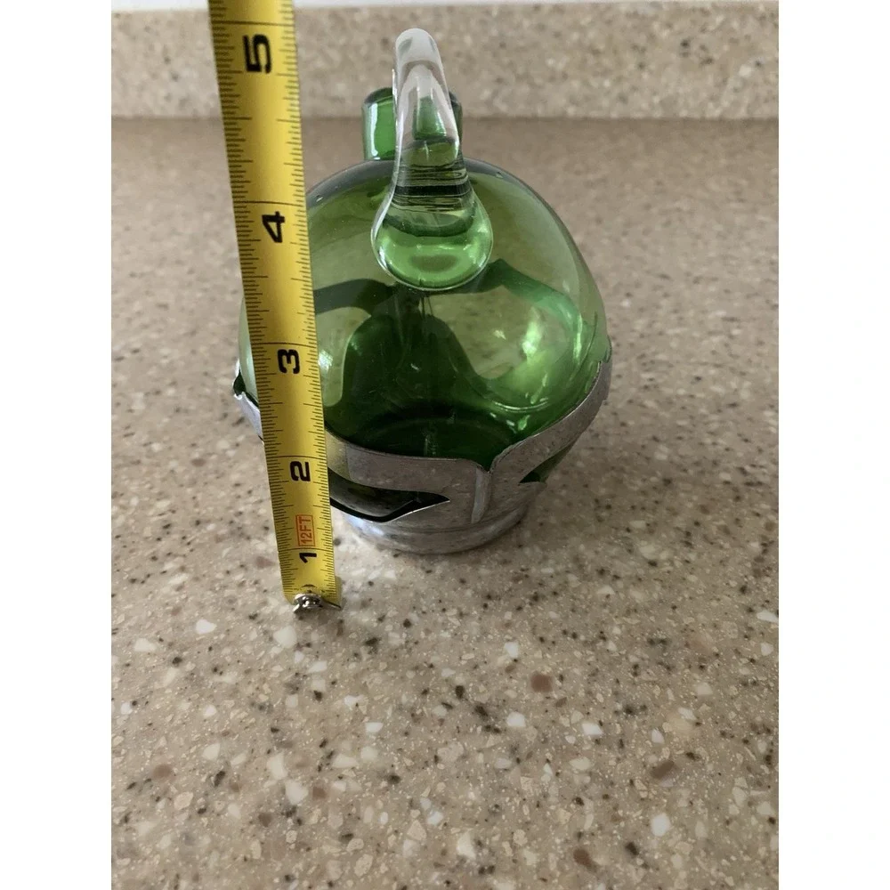 Cambridge Glass Farber Bros Tilt Green Ball Decanter Krome Kraft Art Deco 1930s